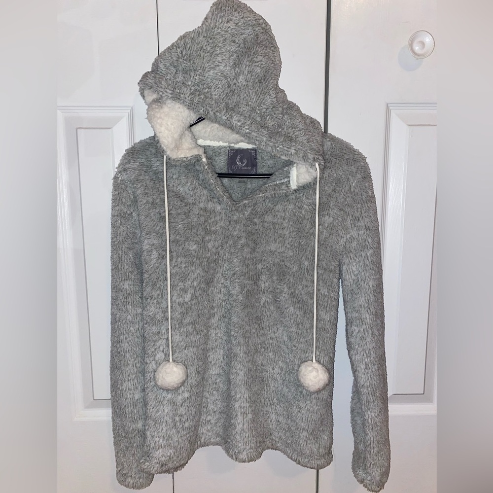 Grey Fleece Hoodie Size Small